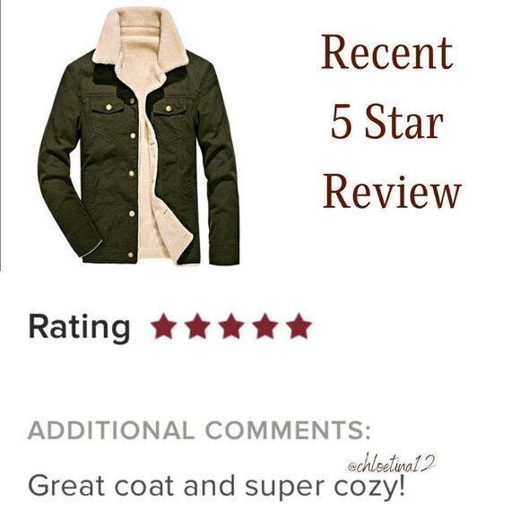 Men’s Vintage Army Green Sherpa Fleece Lined Denim Jacket - Picture 8 of 9